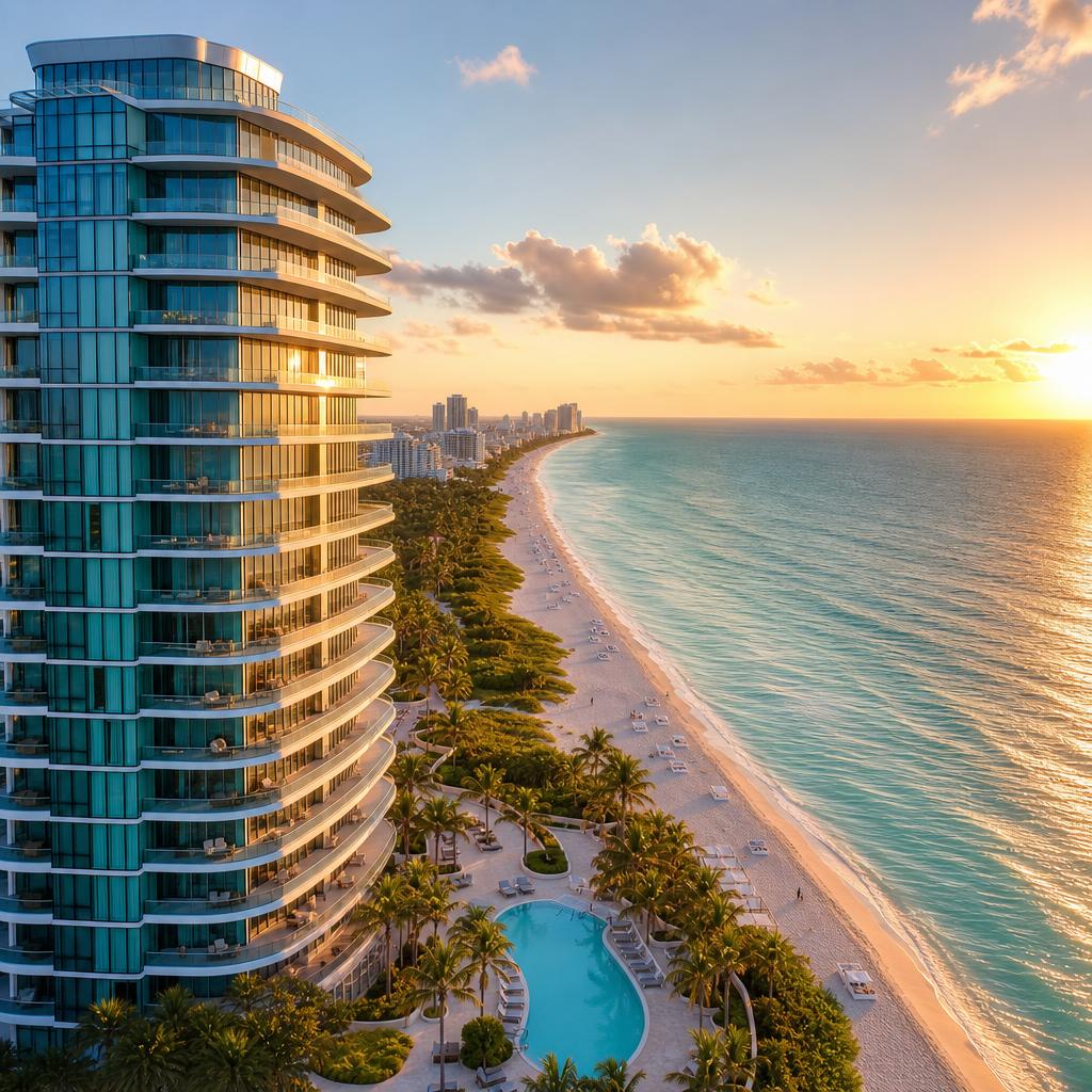 Oceanfront Miami luxury condominium tower with panoramic Atlantic views
