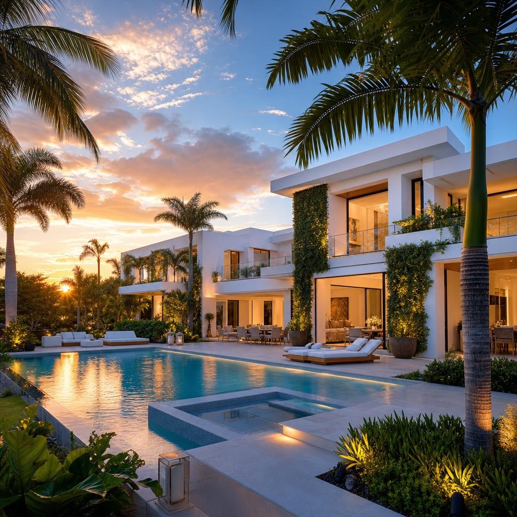 Luxury new-construction Miami villa with modern architecture and tropical landscaping